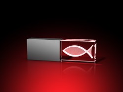 Fisch / ICHTHYS - USB-Stick, LED weiß, 16 GB – GLASFOTO.COM